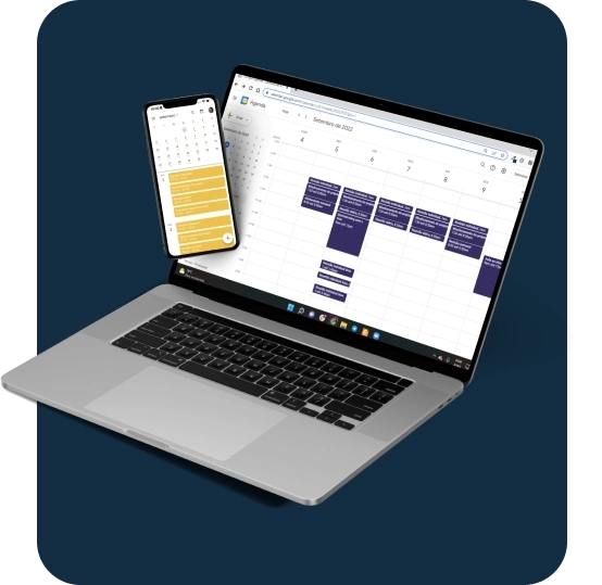 Um notebook com o Google Agenda aberto